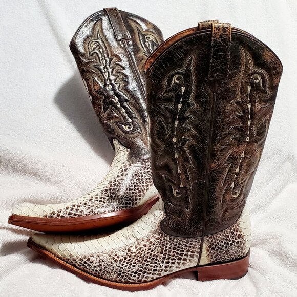 (SOLD on EBay) FORASTERO Men's Leather, Python Skin, Western Boots-Brn&Wht-Sz:8W - Picture 13 of 14